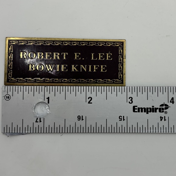 Vtg Robert E Lee Bowie Knife 3" Metal Display Plaque Label Flat General Military - Picture 3 of 4